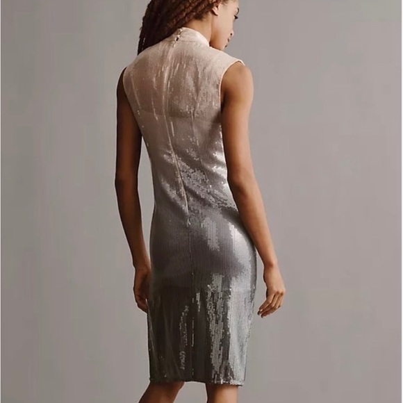 Anthropologie Sleeveless Mock-Neck Slim Sequin Midi Dress NWT - Picture 2 of 4
